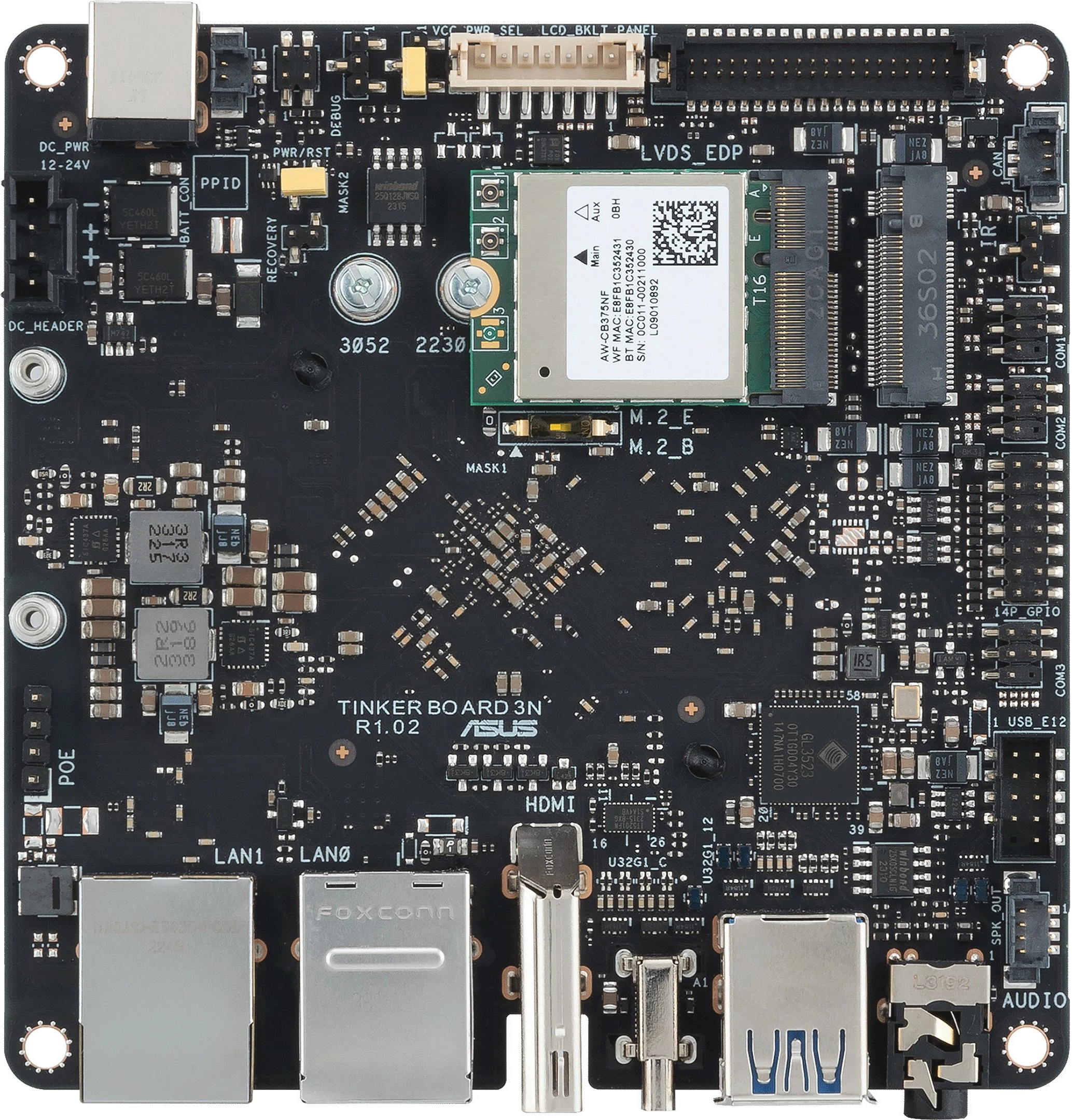 Pllakë amë ASUS Tinker Board 3N, Rockchip RK3568, 4GB RAM, 32GB eMMC