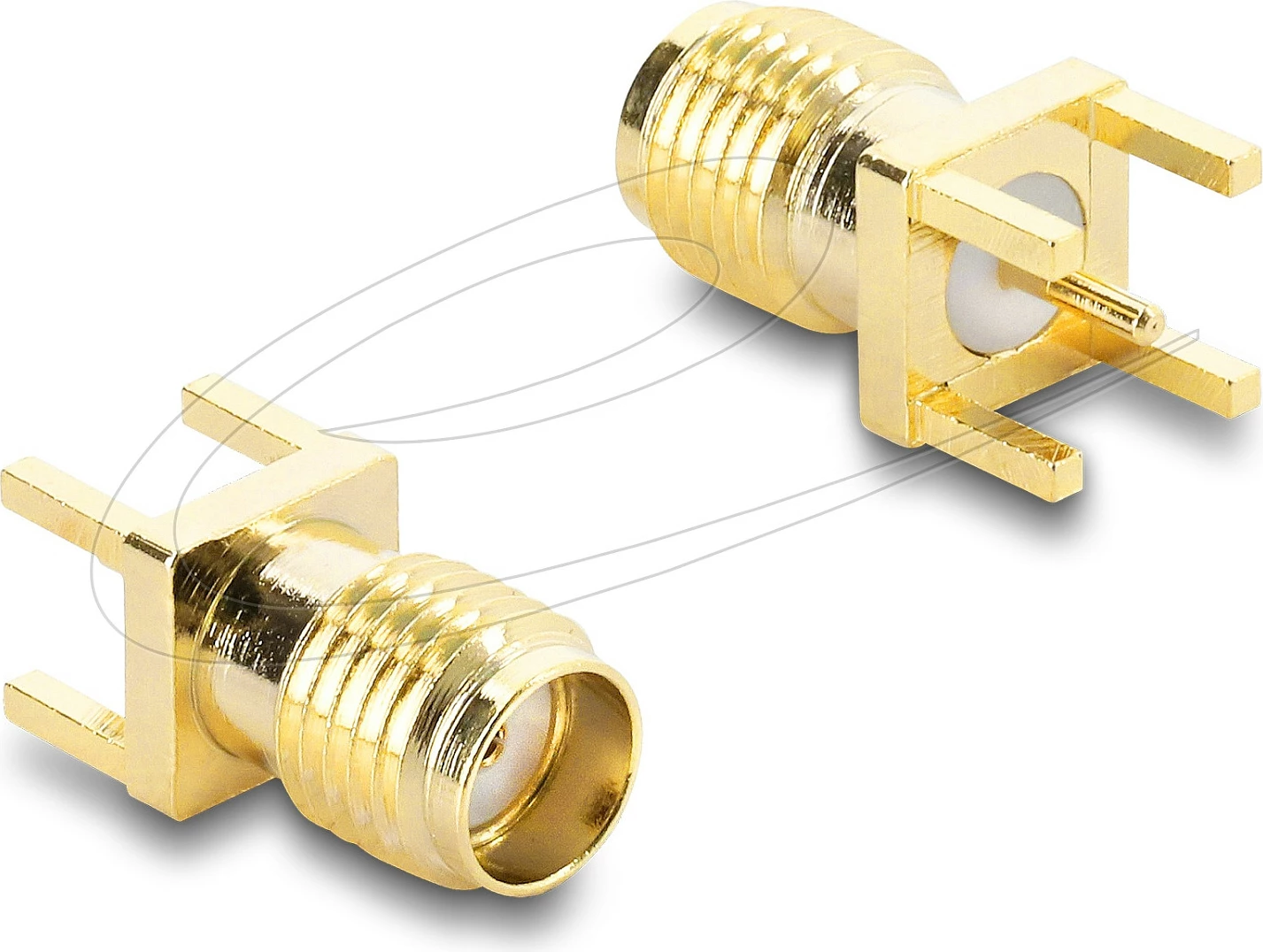 Konektor SMA femër DeLOCK 67411, për PCB, i artë