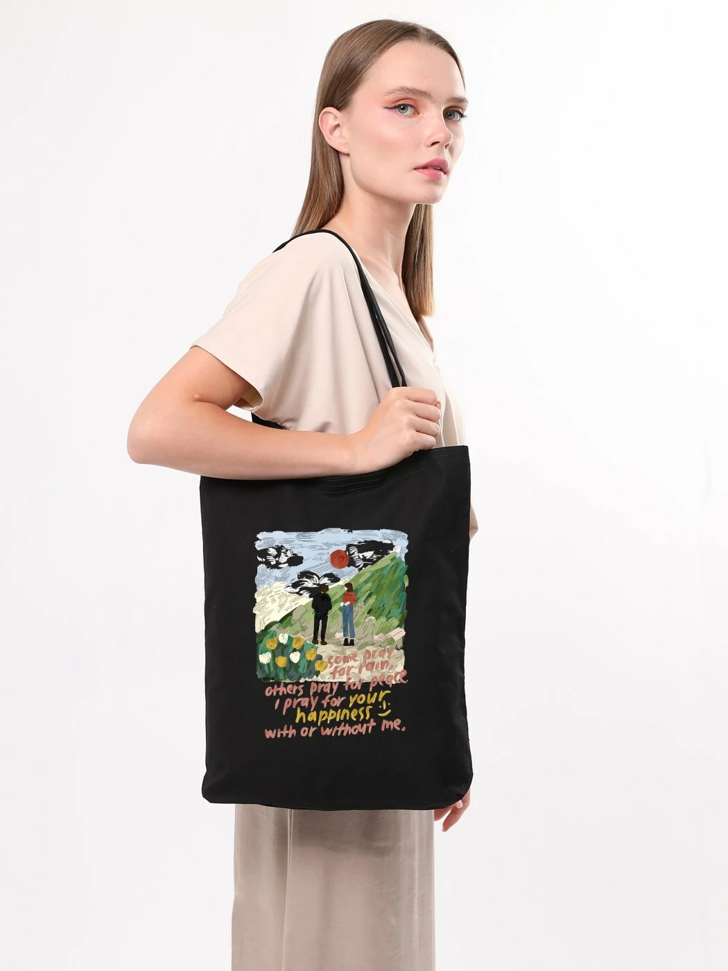 Çantë tote Zoozie Bags, 1881, e zezë, pambuk