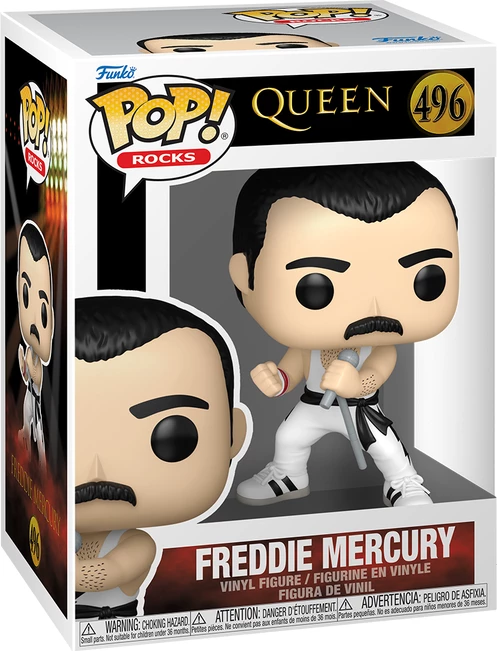 Figurinë koleksionuese Funko POP! Rocks Queen Freddie Mercury (White Singlet), vinil, e bardhë