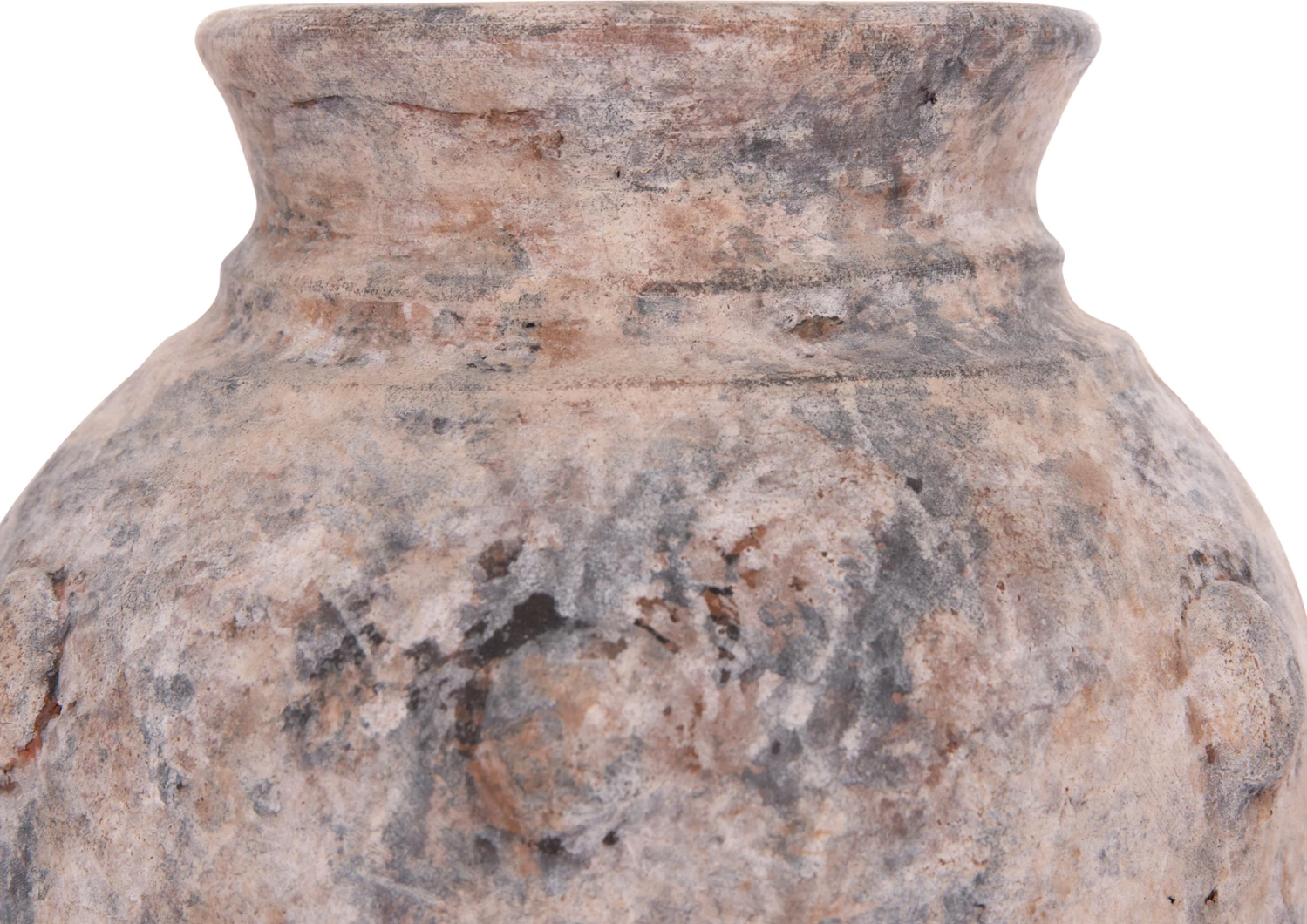 Vazo dekorative tavoline, terrakote, ngjyrë gri e furçuar, VERMO FH4395, 17x19cm