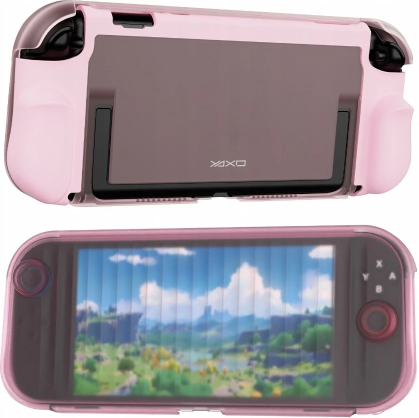 Mbështjellës për konzolë Yaxo BUZZARD YAX-GA-CS-18 për Nintendo Switch 2, mbrojtje military-grade, këmbëz palosëse, Neon Pink