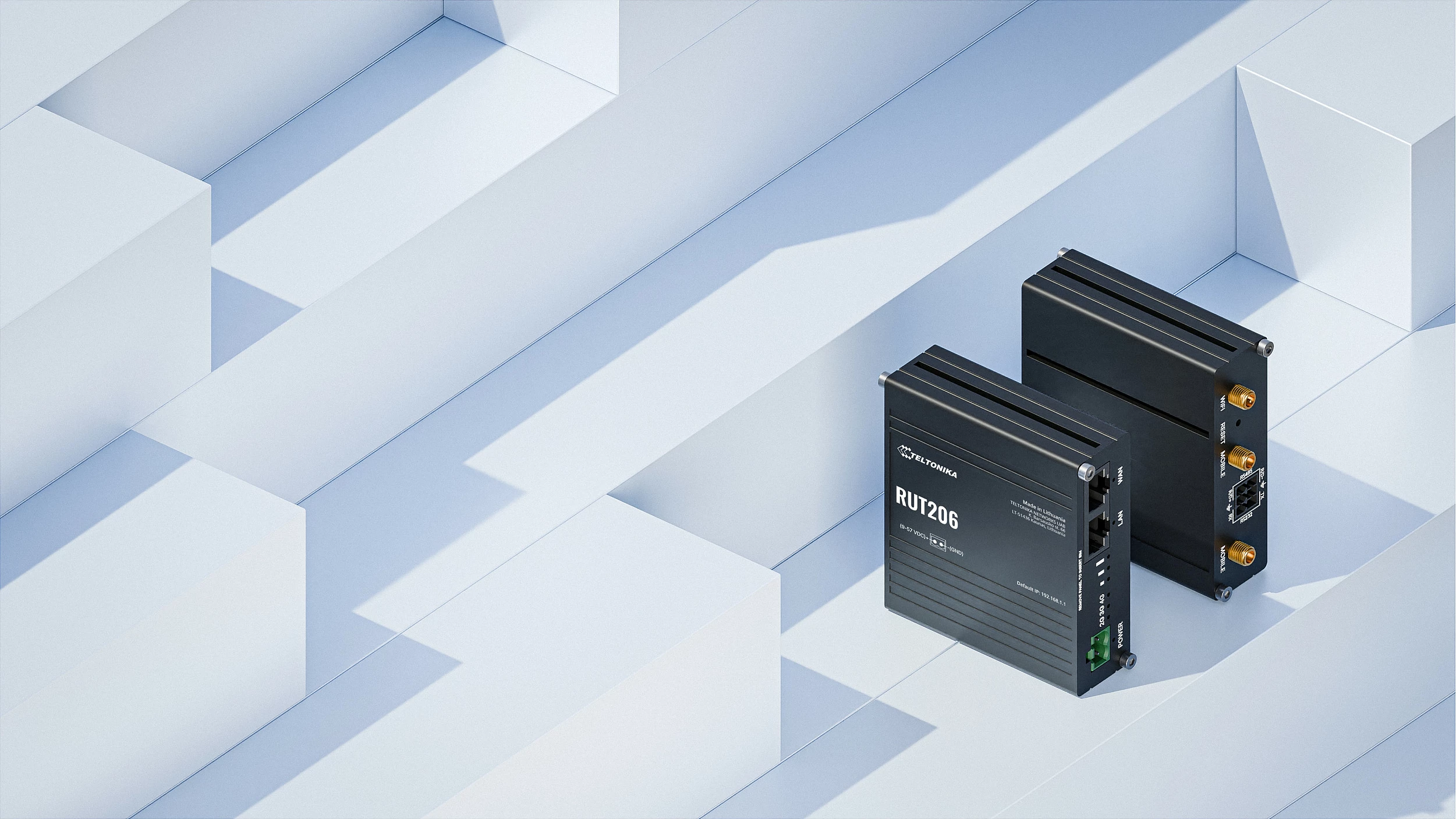 Ruter industrial Teltonika RUT206, 4G LTE Cat4, Wi‑Fi 4 2.4GHz, 2x LAN, PoE, i zi