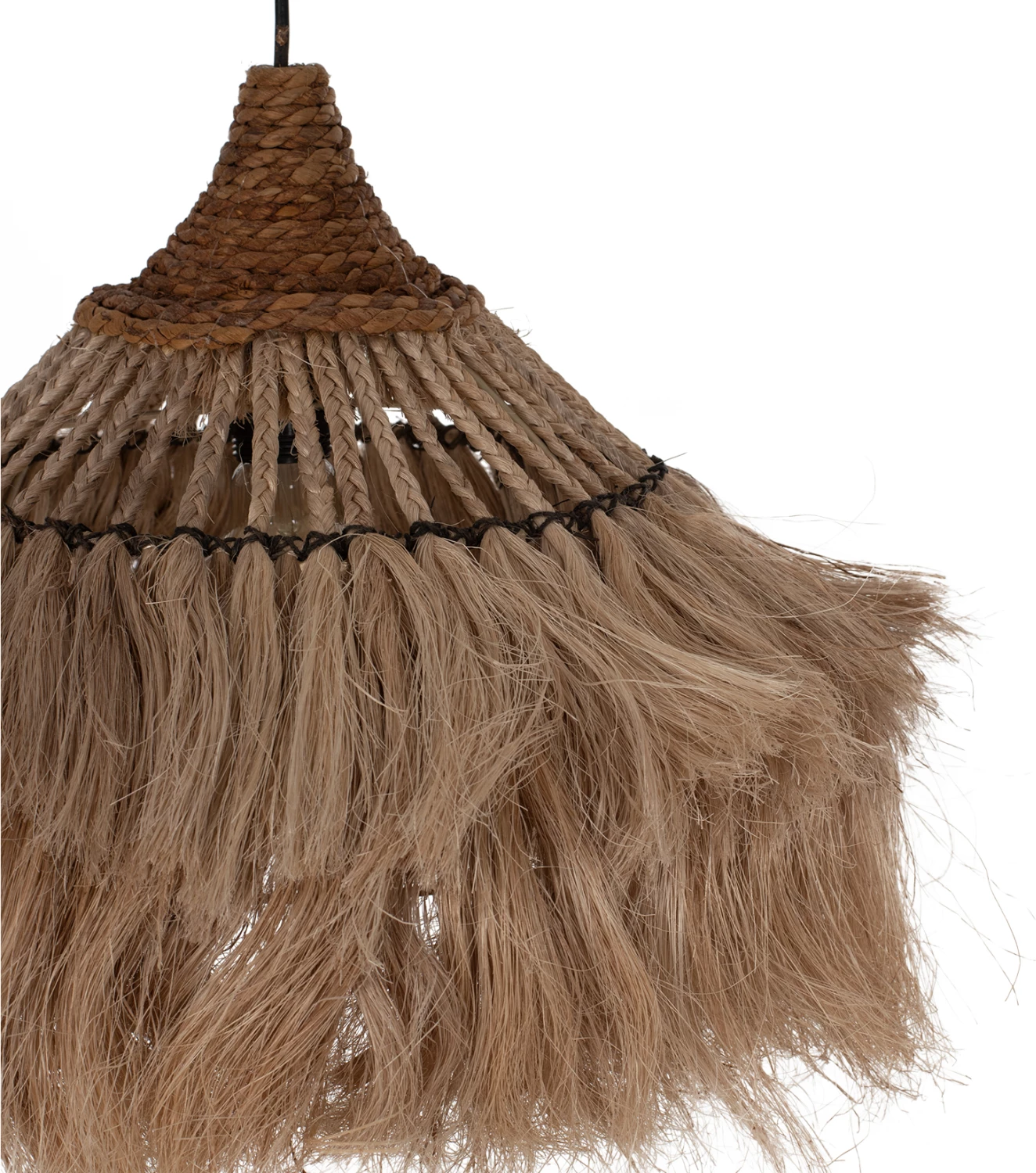 Llambë tavanore prej fibrash abaka, ngjyrë natyrale, 40x40x40-80H cm, FH7806