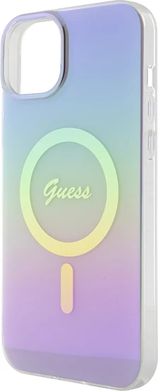 Mbështjellës Guess IML Iridescent MagSafe për iPhone 15 Plus, Violet
