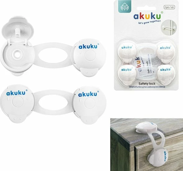 Bravë sigurie për dollapë dhe sirtarë Akuku A0648 10 cm, e bardhë, set 2 copë