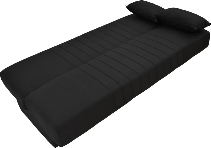 Divan trefishtë me shtrat dhe hapësirë ruajtjeje, ngjyrë e zezë,, 190x85x90cm