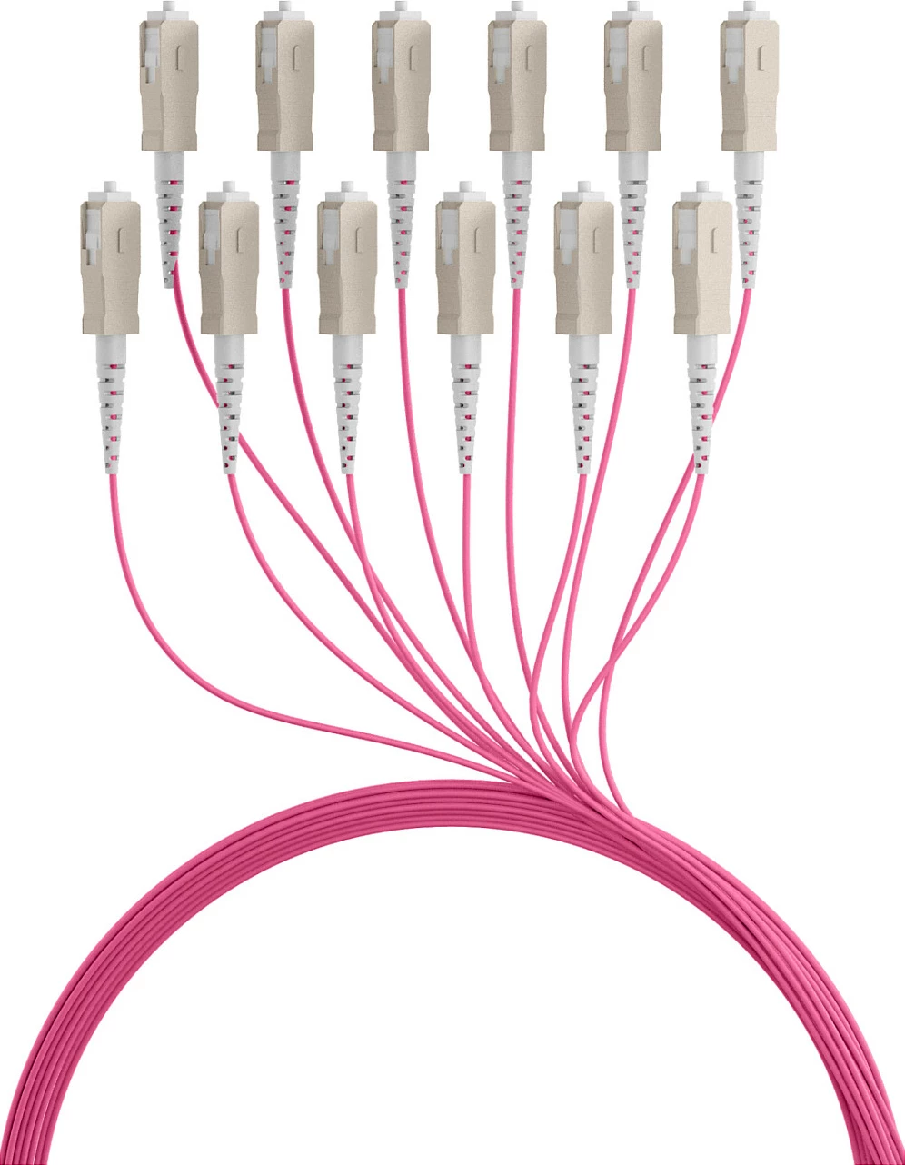 Kabllo fiber optike EFB Elektronik U-DQ(ZN)BH OM4, 12x SC-SC, 40 m, LSZH, bezhë/zi/magenta