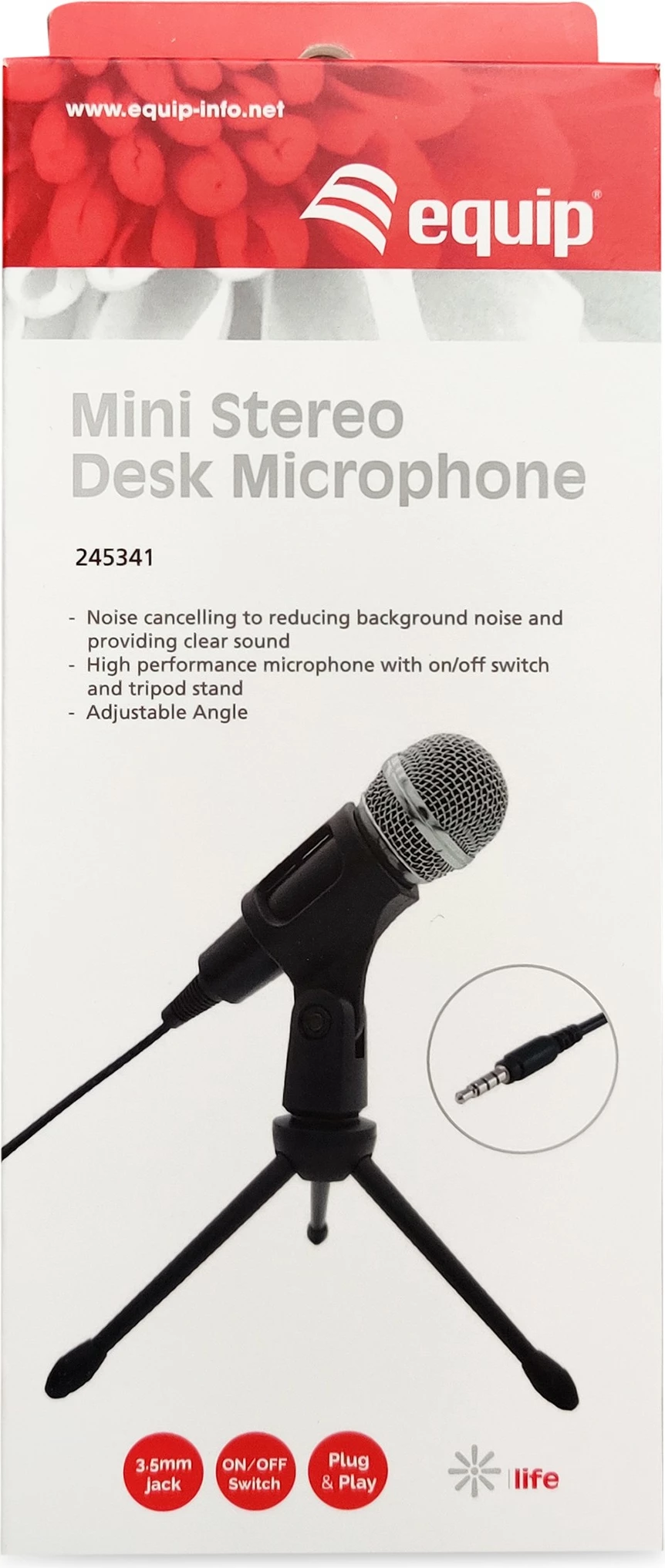 Mikrofon tavoline Equip Mini Desk, me kabllo, 3.5mm, i zi