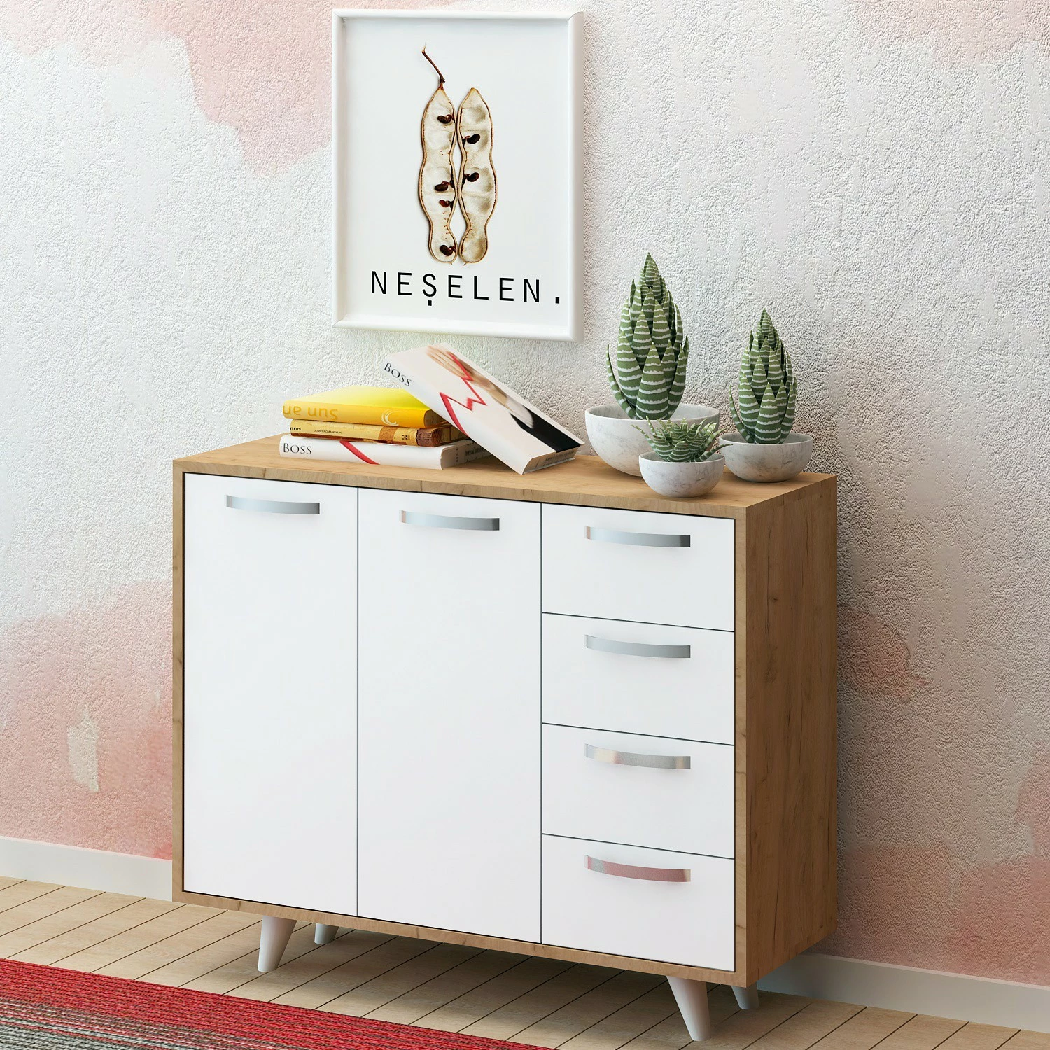 Dollap multifunksional Skye Decor, ngjyrë lis dhe e bardhë, Waga