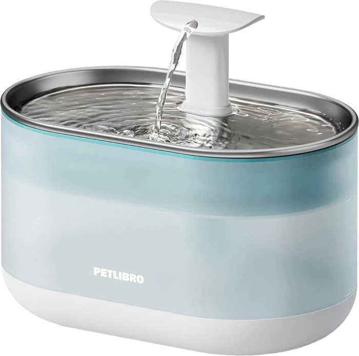 Fontanë uji për kafshë Petlibro Capsule PL-WF002-33W 2.1 L, filtrimi 4-shtresor, kapak inox, 4 filtra, blu e çelët