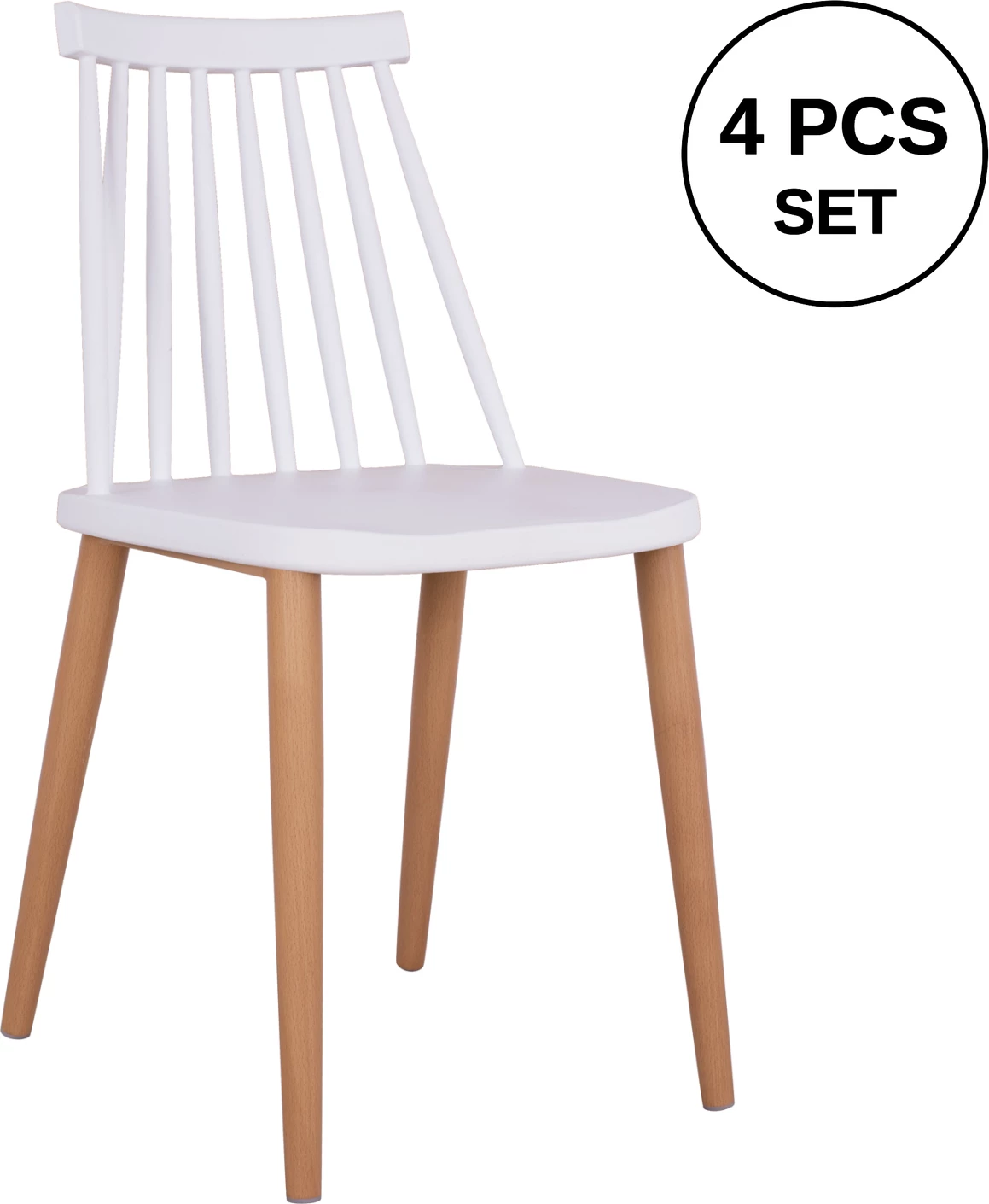 Karrige për ngrënie Vanessa e bardhë me këmbë metalike 43x46,5x82cm, set prej 4 copë