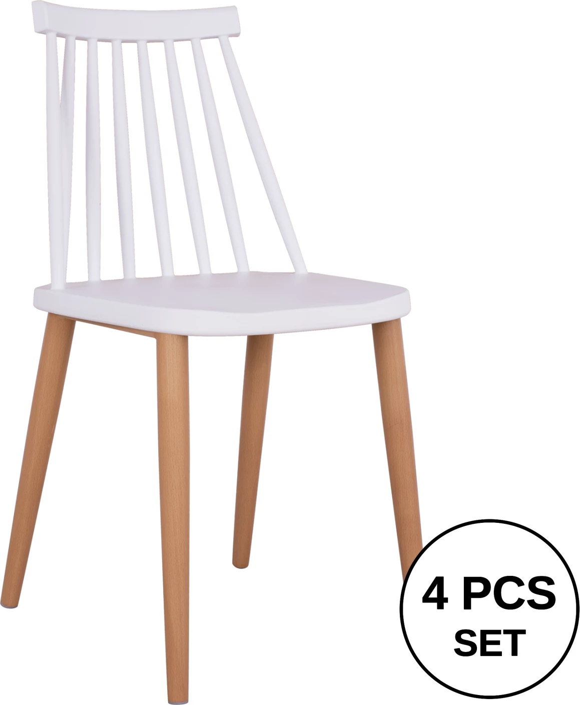 Karrige për ngrënie Vanessa e bardhë me këmbë metalike 43x46,5x82cm, set prej 4 copë