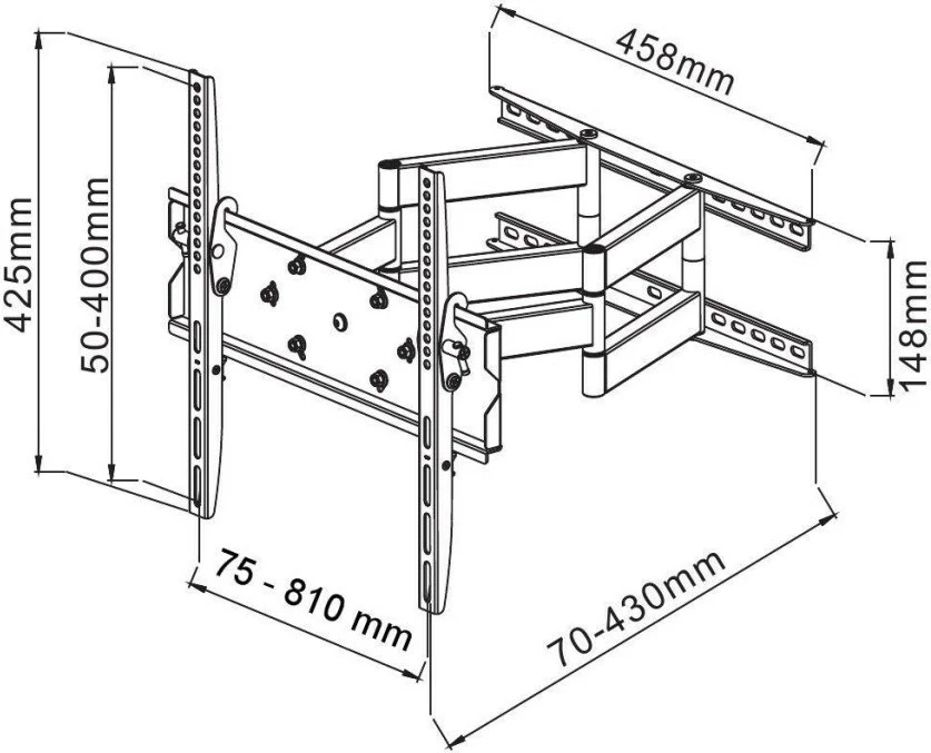 Mbajtëse për TV Techly 42-70", Full-Motion Dual Arm, ICA-PLB 147XL, e zezë