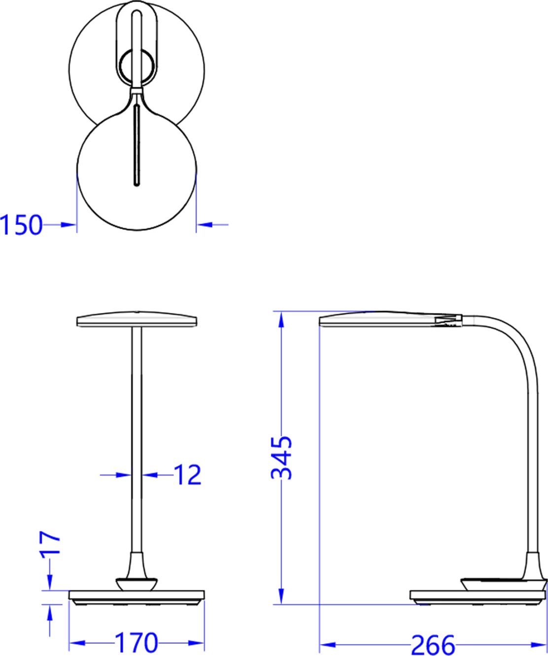 Llambë tavoline LED, BLAIN FH4459.03, ngjyrë qielli