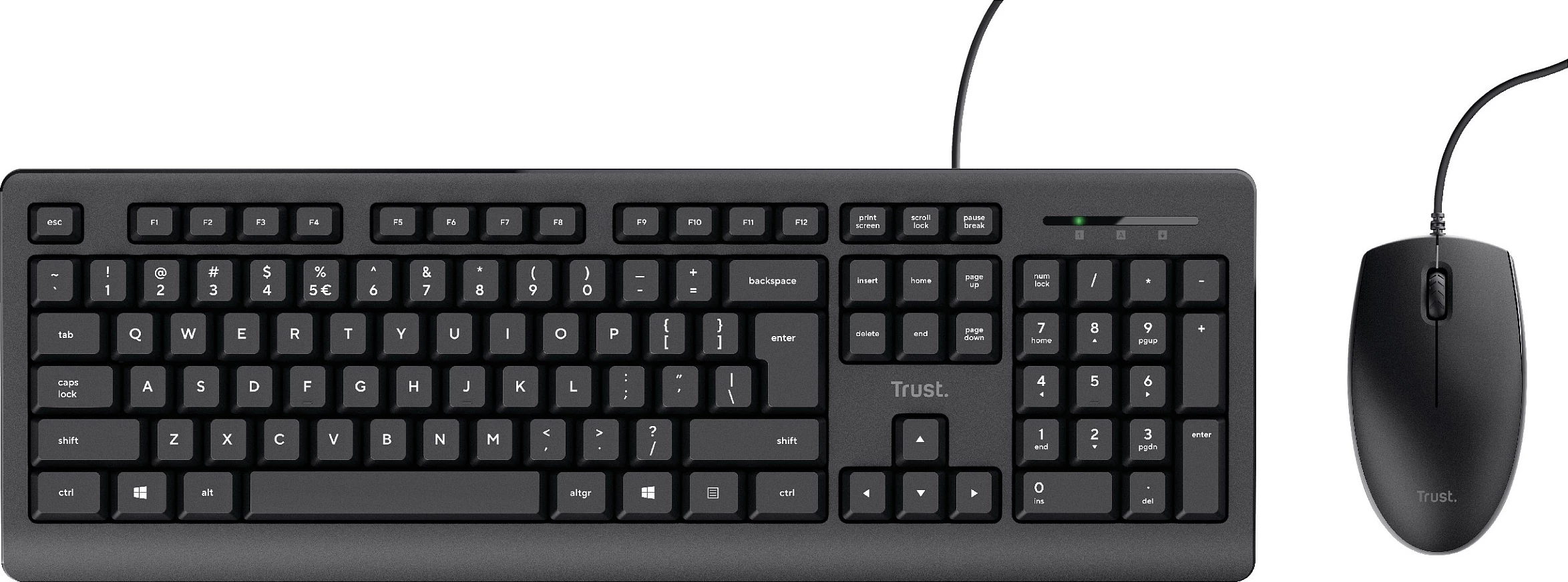Set tastierë dhe maus Trust TKM-250, USB me kabllo, QWERTZ gjermanisht, i zi