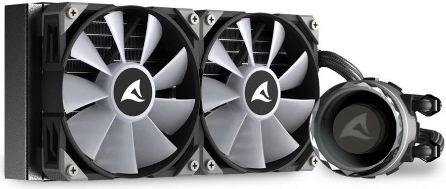 Ftohës uji Sharkoon S80 RGB, 2x12cm, për procesor, RGB, i zi