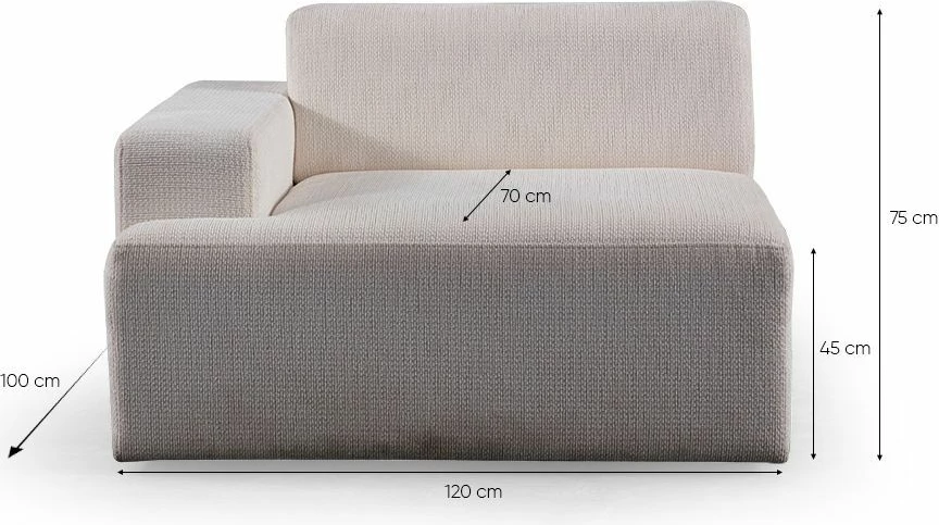 Kënd divan Melva, ngjyrë e bardhë, Atelier del Sofa (L1,5 + O2 + Chl Djathtas)