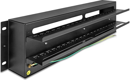 Panel me shinë DIN DeLOCK, 19", 3U, metal, i zi