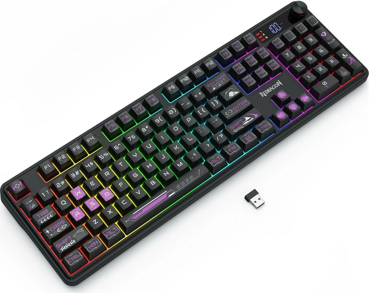 Tastierë gaming Redragon Volcano K526BP-PRO, RGB, wireless/wired, black