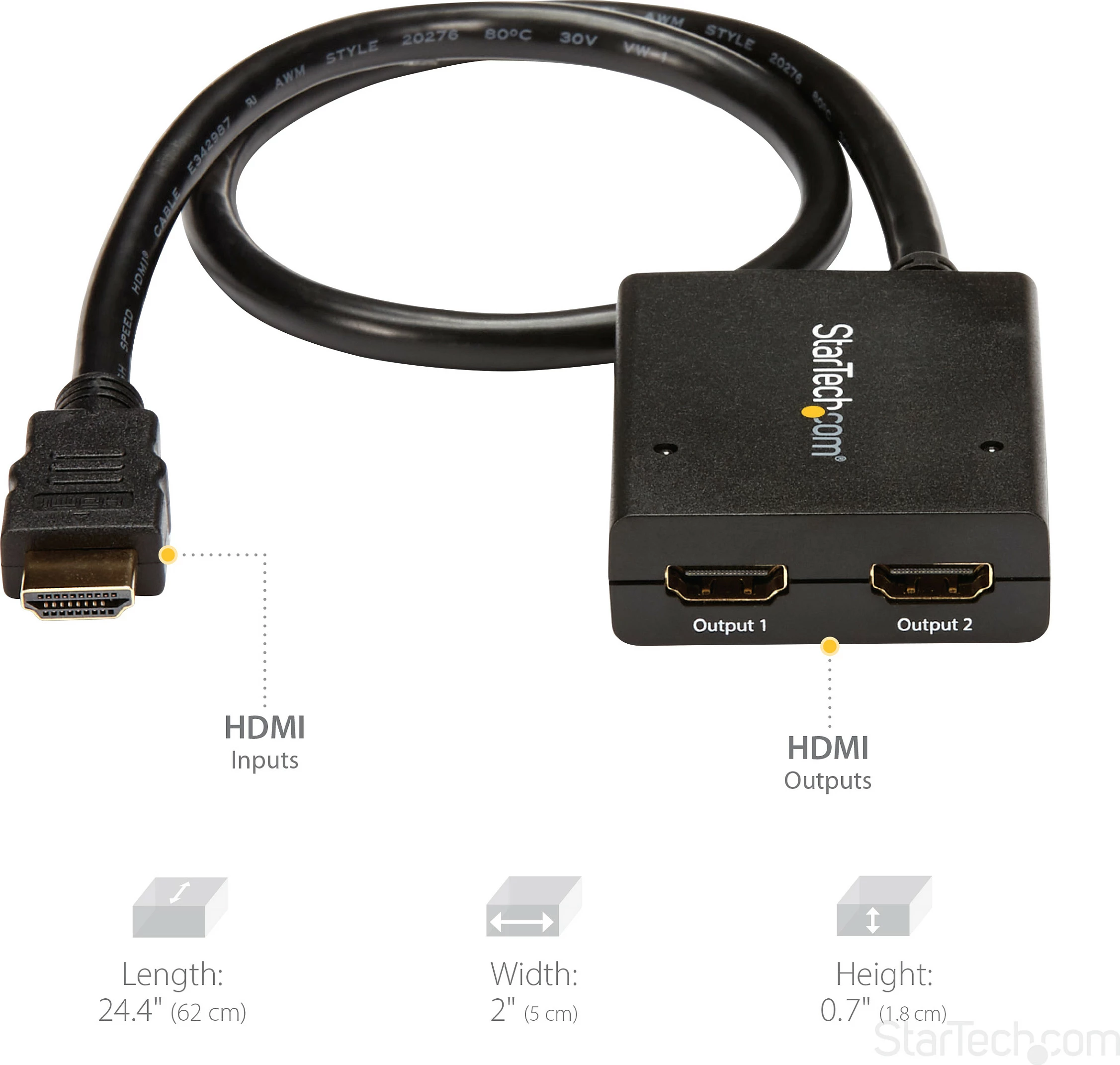 HDMI splitter StarTech ST122HD4KU, 1x2, 4K 30Hz, USB/adapter, i zi