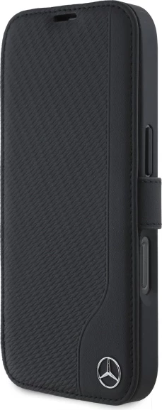 Mbështjellës, Mercedes, iPhone 16 Pro Max, folio imitim druri, i zi