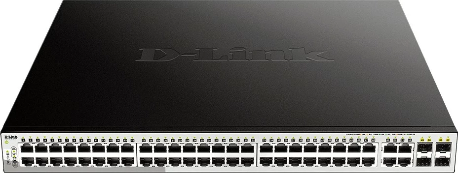 Switch D-Link DGS-1210-52MP PoE, 48 porte Gigabit, 4 porte SFP, rackmount, i zi