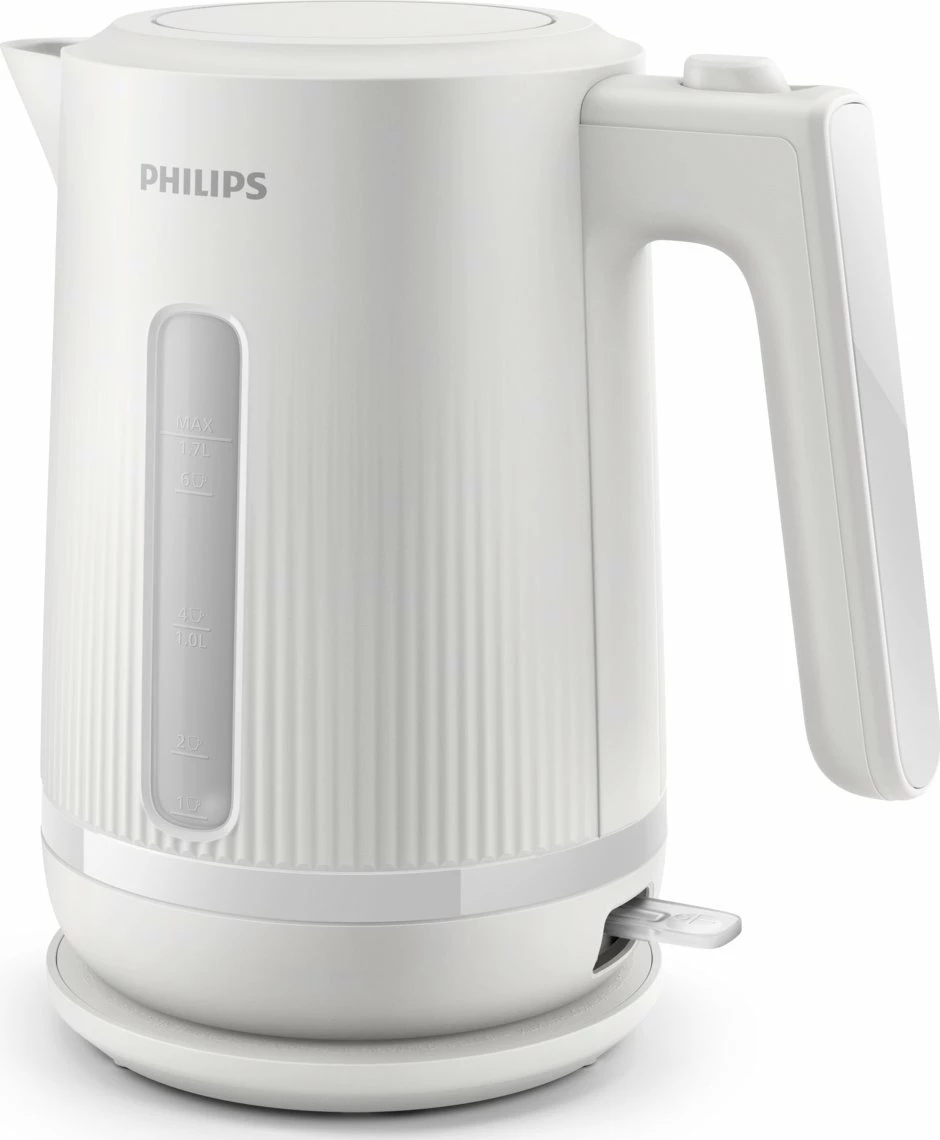 Çajnik elektrik Philips 3000 Series HD9411/00 1.7L 2200W me filtër anti-gëlqere, bazë rrotulluese 360°, i bardhë