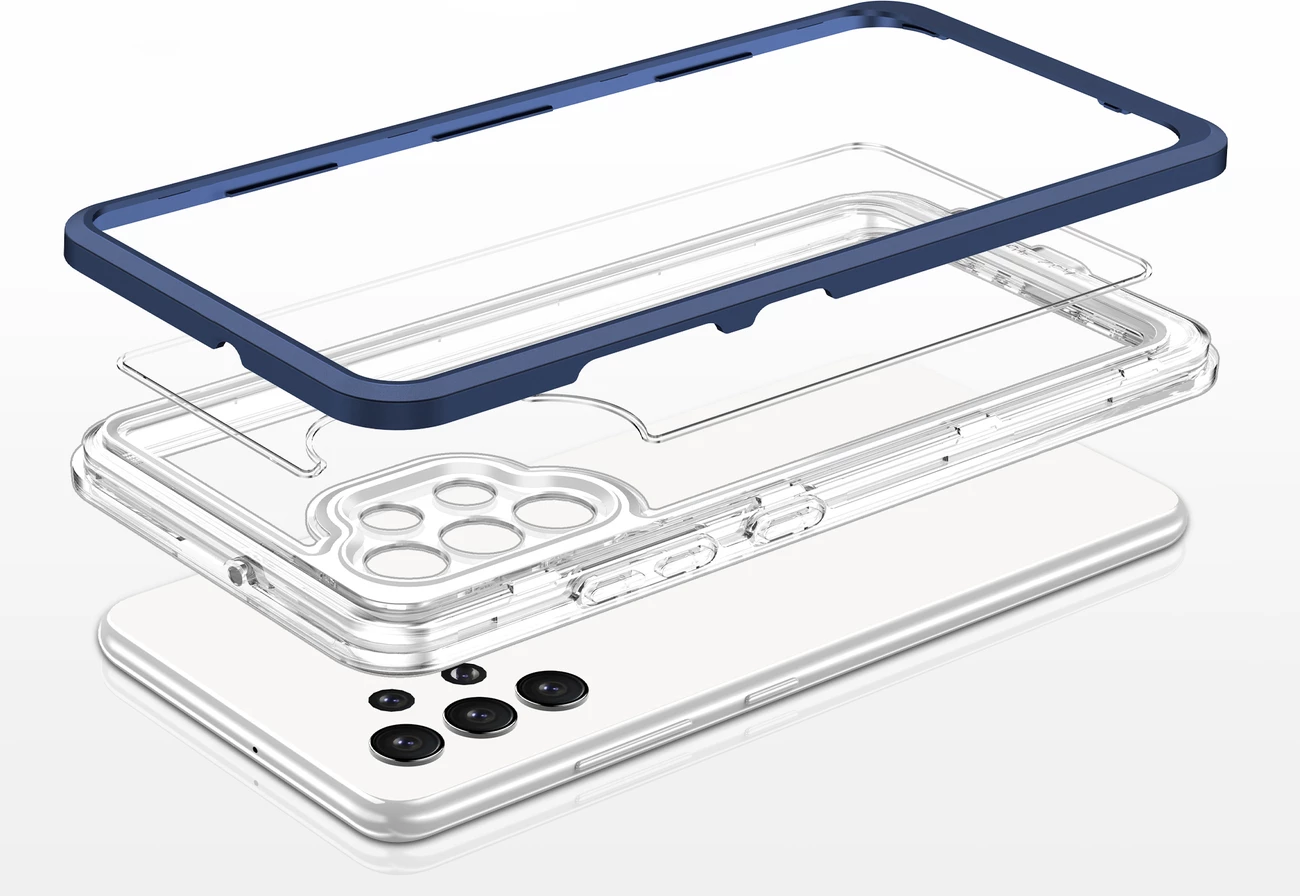 Mbështjellës Hurtel Hybrid Armor Clear 3 in 1 për Samsung Galaxy A72, Transparent/Blue
