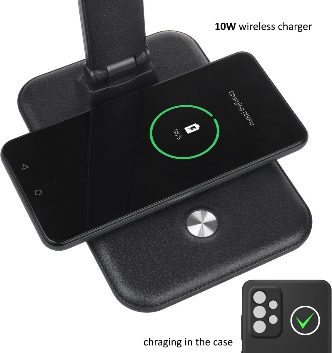 Lampë tavoline LED Maclean MCE616B 9W, 450 lm, karikues Qi, temperaturë ngjyre e rregullueshme, dimmer, e zezë