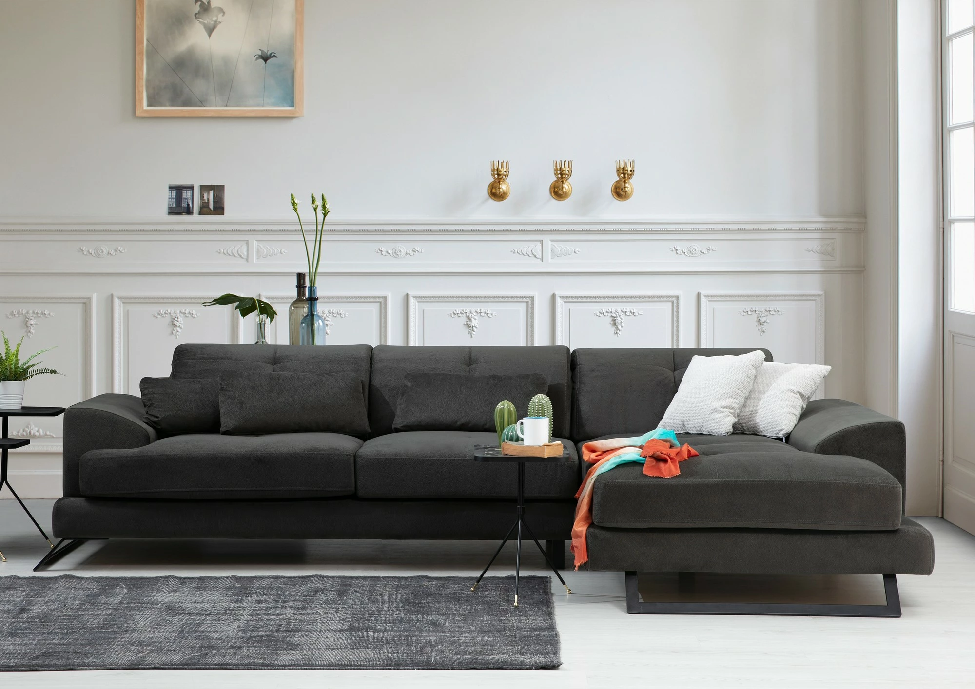 Kënd-sofë Atelier del Sofa, Frido kënd i djathtë (L3+Chl), anthracite