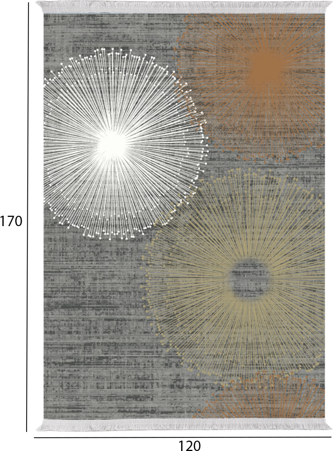 Tepih për dhomë ndeje me franja, Josiane FH7677.44, shumëngjyrësh, 120x170