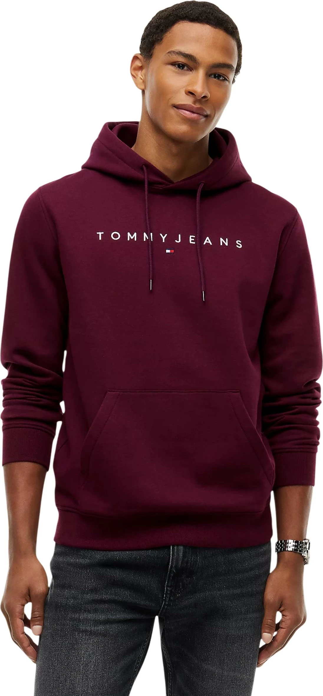 Duks me kapuç me zinxhir Tommy Hilfiger Jeans TJM REG LINEAR LOGO DM0DM20746 për meshkuj, vjollcë