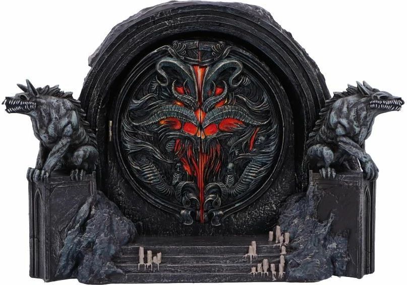 Kuti dekorative NEMESIS NOW Diablo IV Hells Gate 22 cm, rezinë, e zezë/gri me detaje të kuqe, gift box