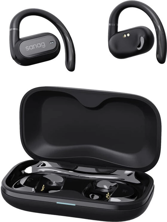 Kufje wireless Sanag G36S, Bluetooth 5.4, ANC, të zeza, me kuti karikimi