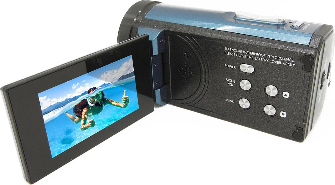Kamerë video nënujore EasyPix Aquapix WDV5630, 4K Ultra HD, 13 MP, ekran 3", waterproof 5 m, 18x zoom, blu-gri