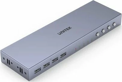 Switch KVM Unitek V306A 4K@60Hz HDMI 2.0 4-në-1 / 1-dalje, 4x USB, gri