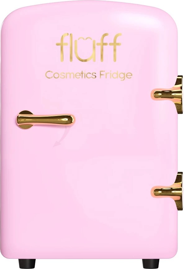 Frigorifer për kozmetikë Fluff me logo të artë për femra, rozë
