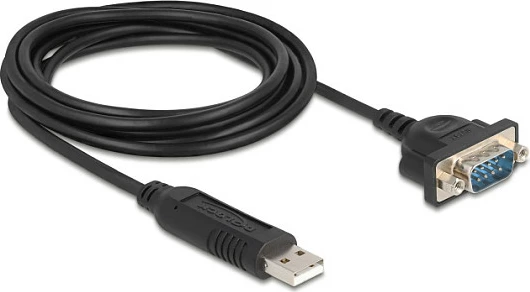 Adapter USB në RS-232 DeLOCK FT232R, kabllo 1.8 m, USB-A në DB9, i zi