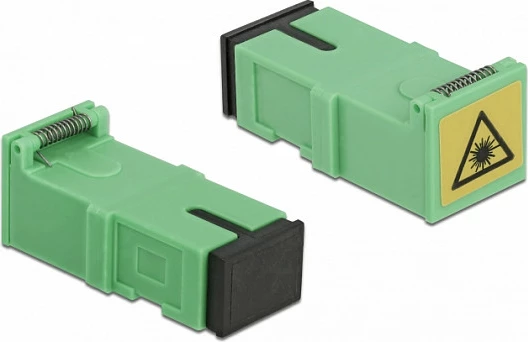 Kupler fibër optike DeLOCK SC Simplex femër-femër, me kapak mbrojtës laser, 4 copë, e gjelbër