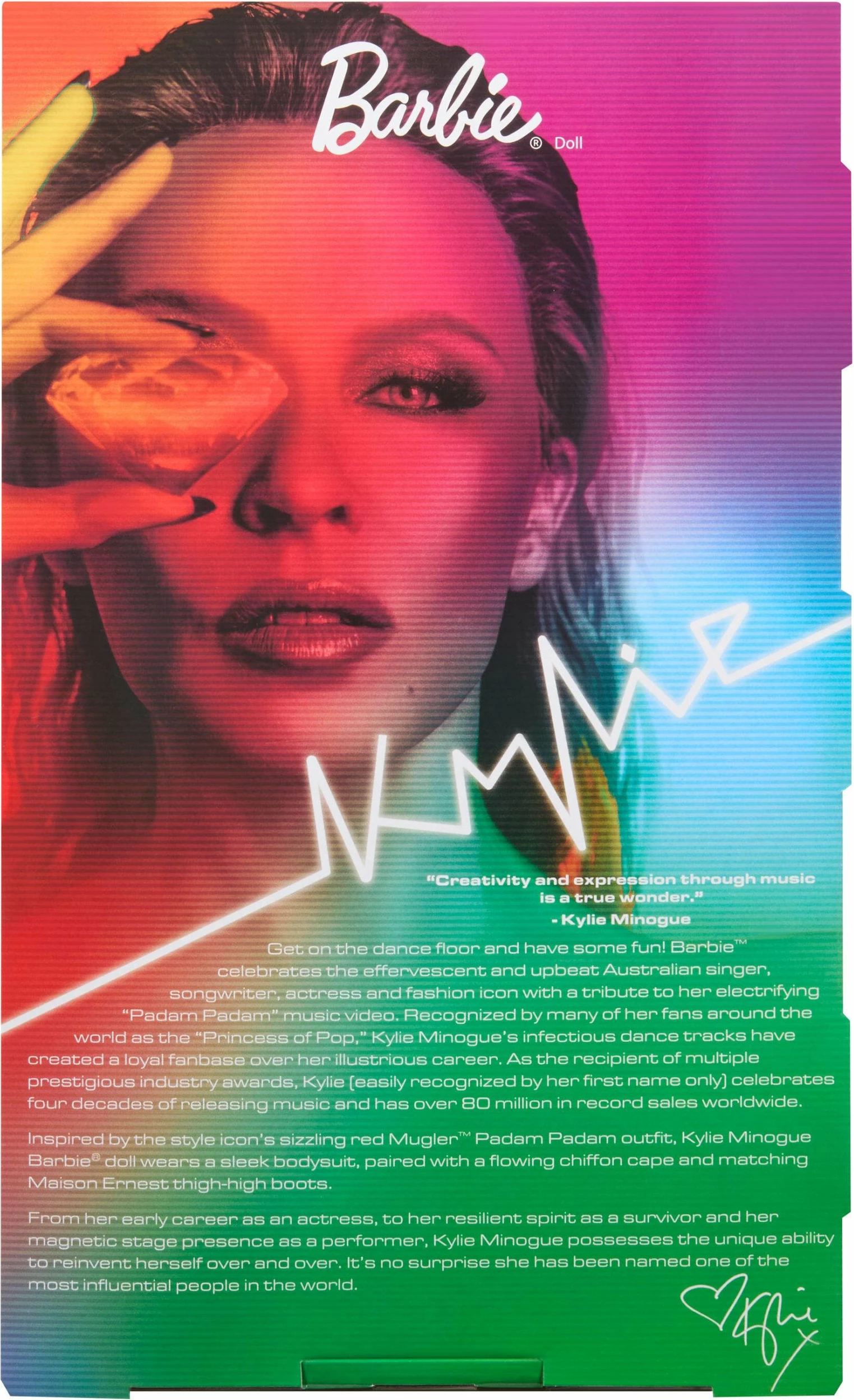 Kukull Barbie Mattel Signature Kylie Minogue JBJ38 koleksionuese, e kuqe, set 1 copë (me mbajtëse dhe certifikatë)