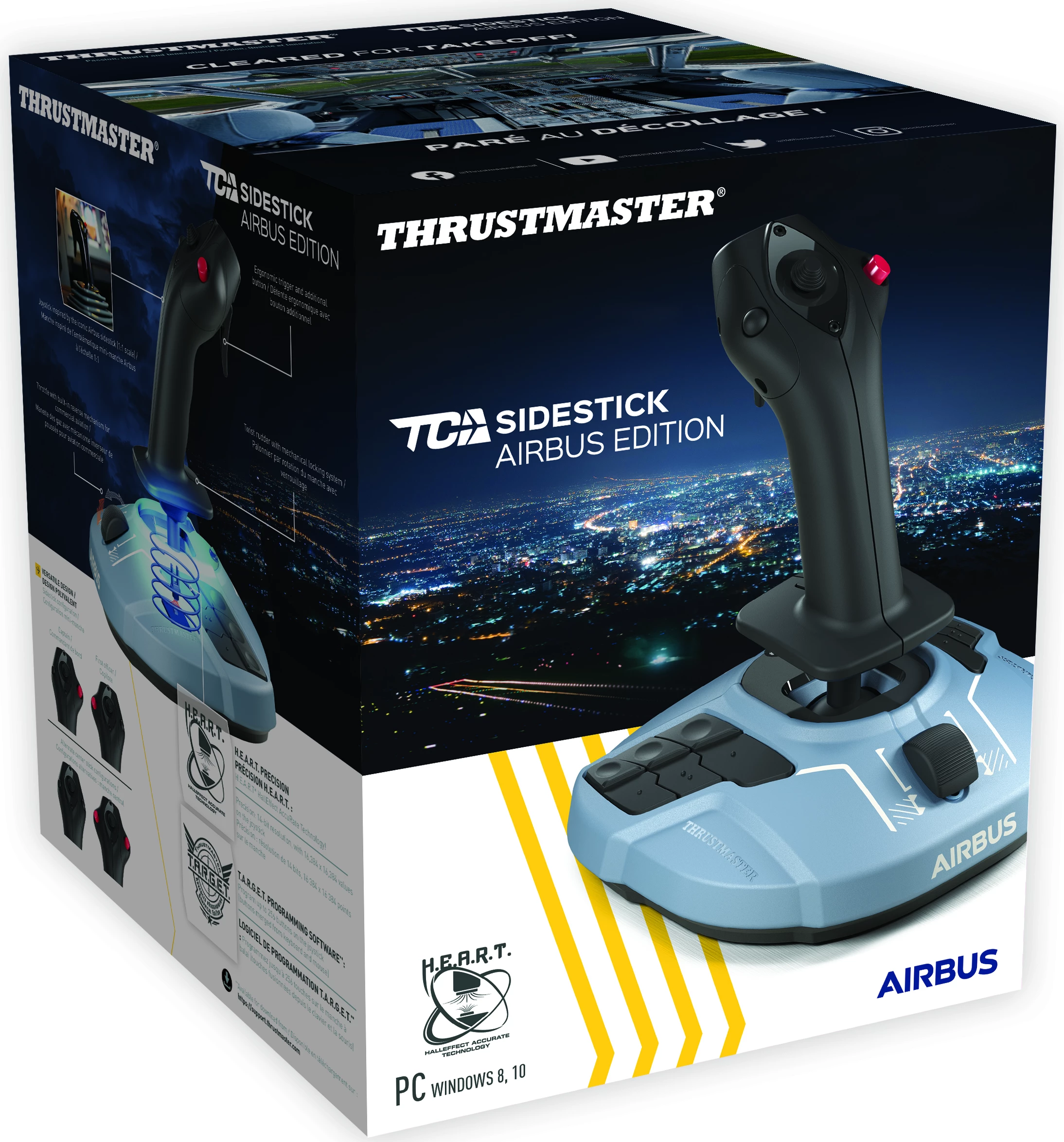 Joystick fluturimi Thrustmaster TCA Sidestick Airbus Edition, HallEffect, për PC/Windows, me 4 module të ndërrueshme, blu e çelët/zezë, set me 4 kapakë