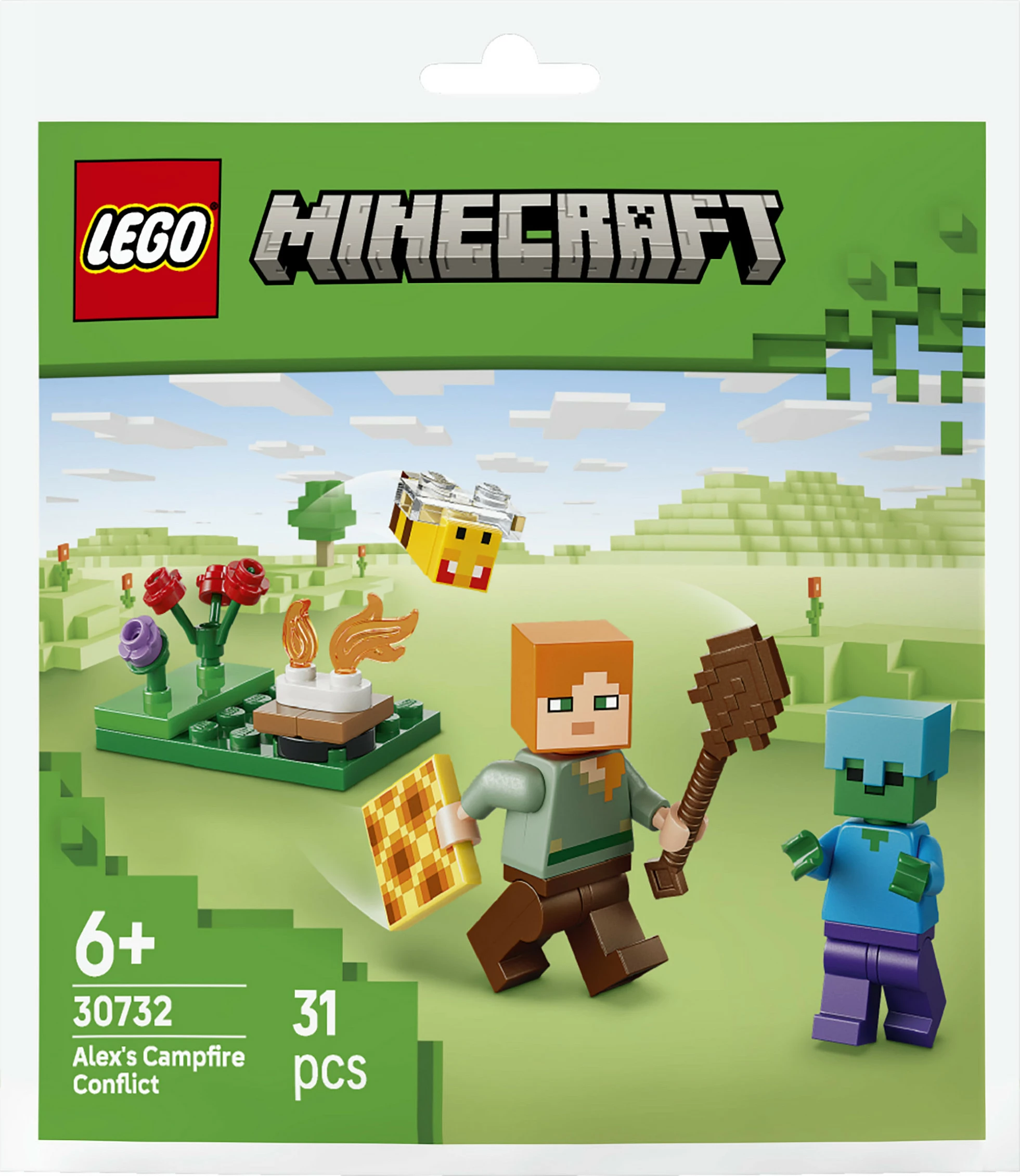 Set ndërtimi LEGO Minecraft 30732 Alex's Campfire Conflict, 31 pjesë, multikolor