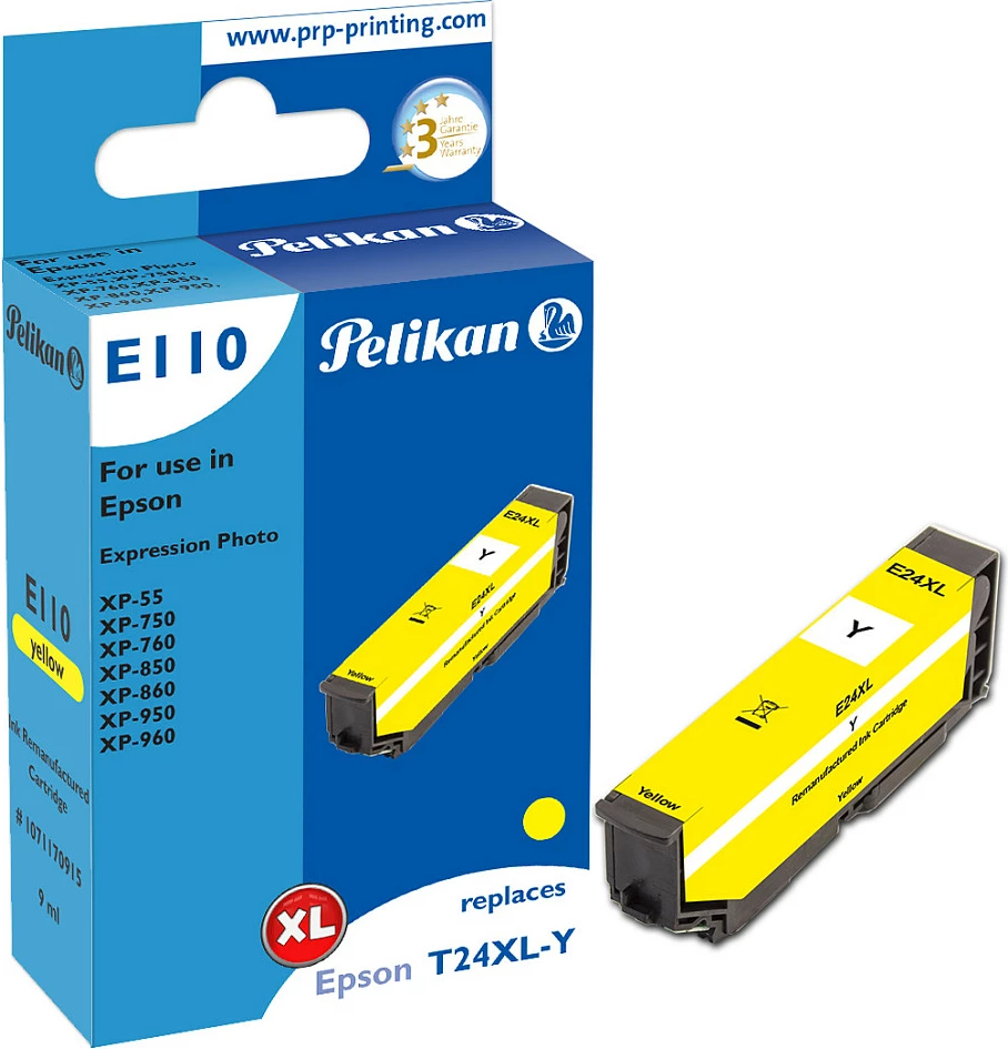Kartrix boje Pelikan E110 T24XL-Y/T2434, XL 9ml, e verdhë