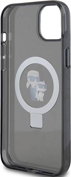 Mbështjellës Karl Lagerfeld KLHMP15MHMRSKCK për iPhone 15 Plus 6.7", me unazë Ring Stand, MagSafe, zi