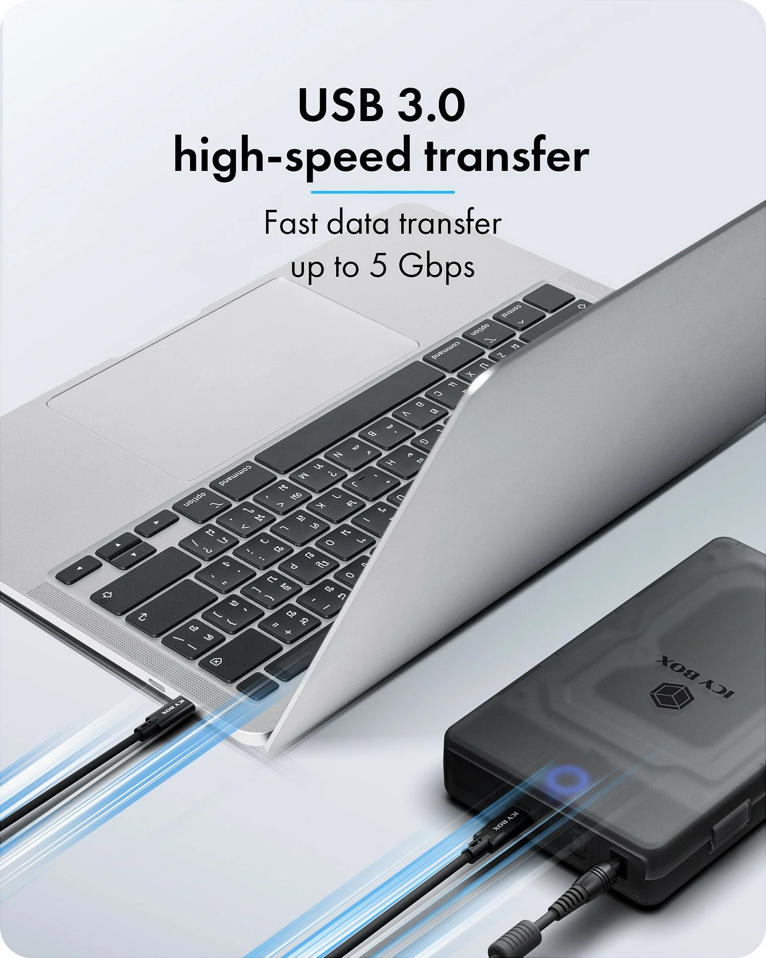 Kasë eksterne ICY BOX për HDD/SSD SATA 2.5"/3.5", USB 3.2 Gen 1 5Gbps Type-C/Type-A, transparent/zezë