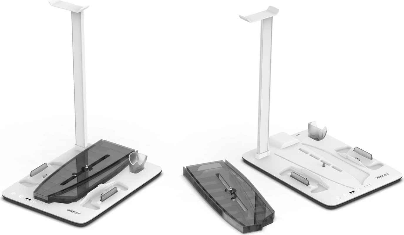 Stendë karikimi multifunksionale MAXX TECH PS5 Standard & Slim DLX me LED dhe ventilator ftohës, kit