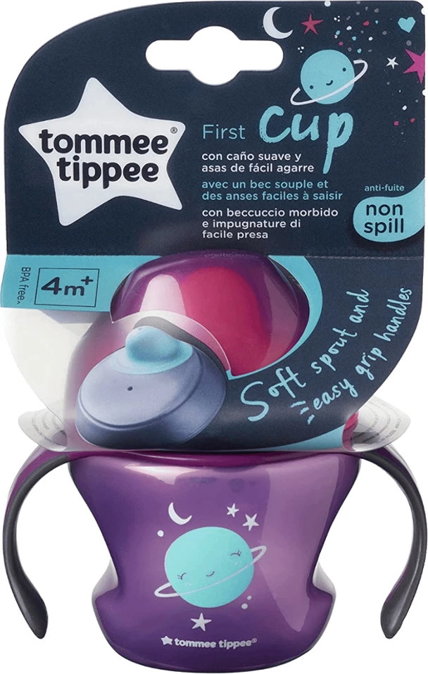 Kupë për foshnje Tommee Tippee First Cup me doreza, 150ml, e purpurt