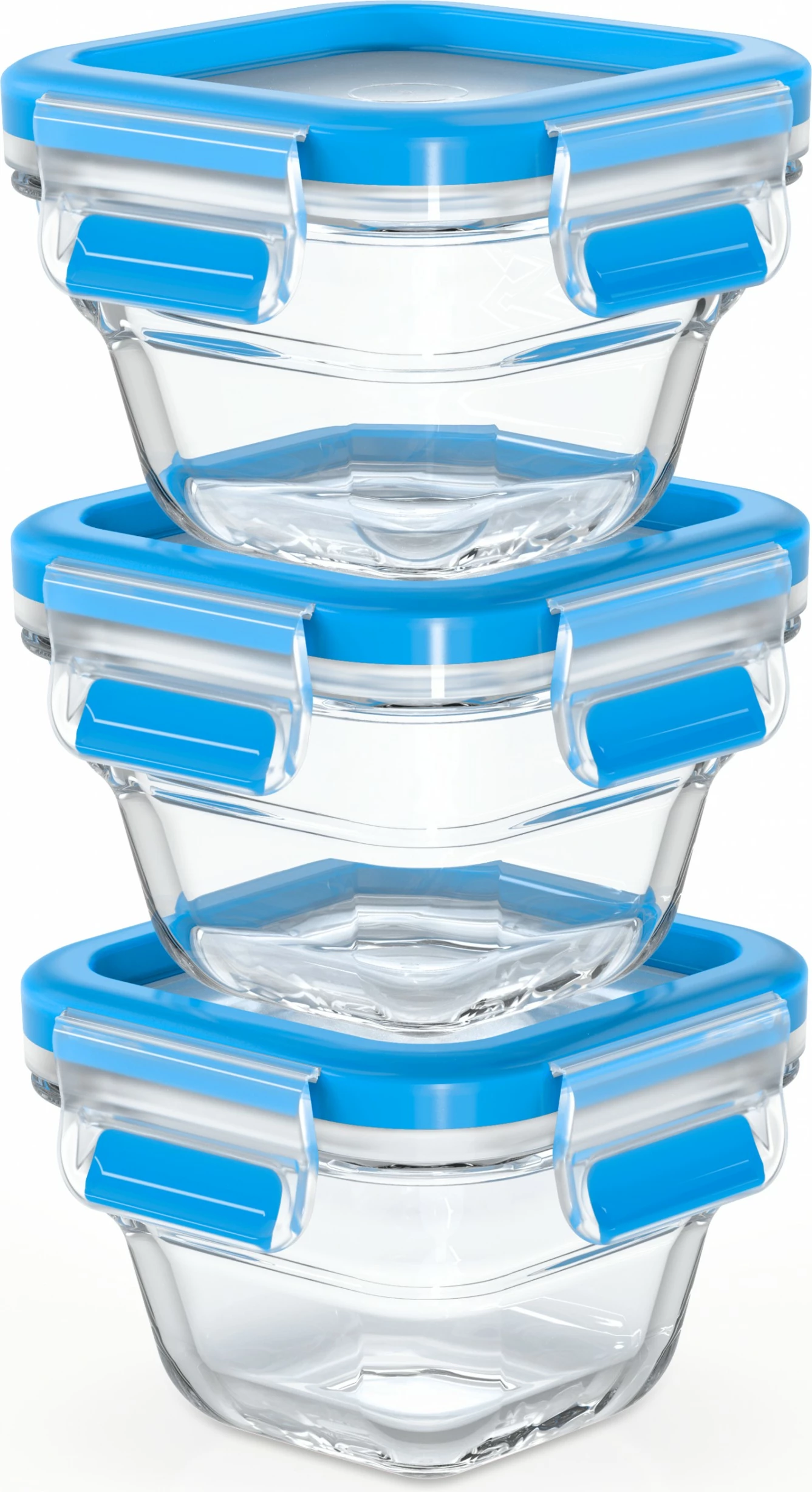 Set enësh qelqi Emsa N10507 Clip & Close 3 copë, transparent/kaltër