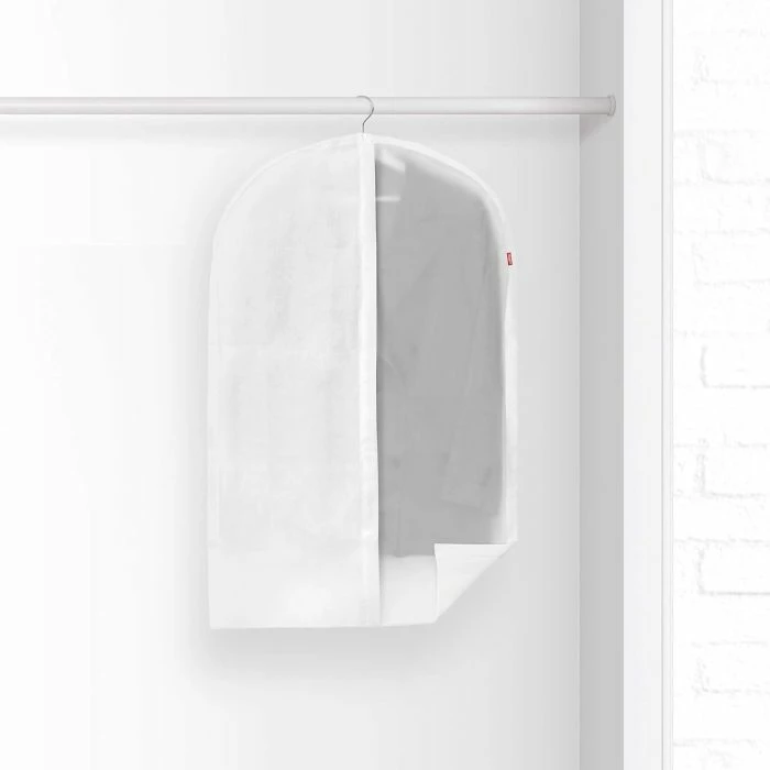 Mbështjellës mbrojtës për rroba, Rayen, 203611, 60 x 135 cm, me zinxhir, dritare transparente, M, bardhë/transparent